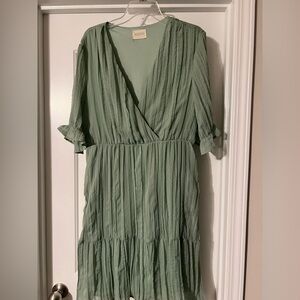 Knee length, sage, green dress